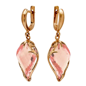 Золотые cерьги висячие с ситаллом