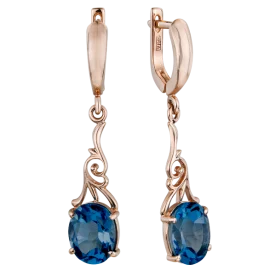 Золотые cерьги висячие с ситаллом