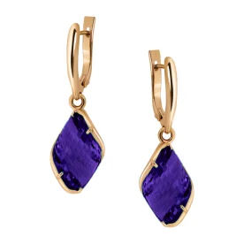 Золотые cерьги висячие с ситаллом