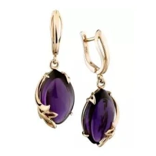 Золотые cерьги висячие с аметистом
