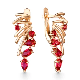 Золотые cерьги классические с гранатом