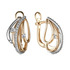 Золотые cерьги классические с бриллиантом
