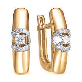 Золотые cерьги классические с бриллиантом