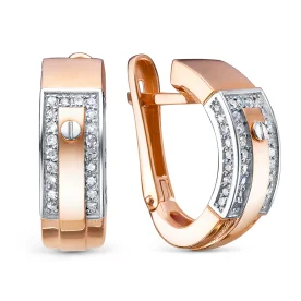 Золотые cерьги классические с бриллиантом