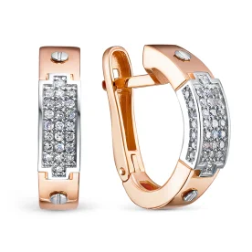 Золотые cерьги классические с бриллиантом