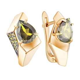 Золотые cерьги классические с ситаллом