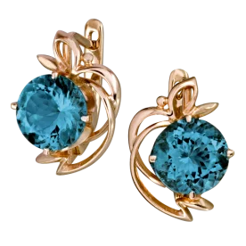 Золотые cерьги классические с ситаллом