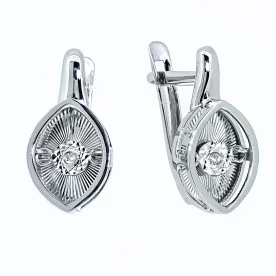 Серьги классические из белого золота с бриллиантом