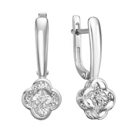 Серьги классические из белого золота с бриллиантом