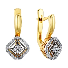 Серьги классические из желтого золота с бриллиантом