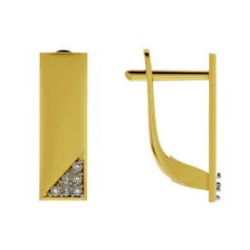 Серьги классические из желтого золота с фианитом