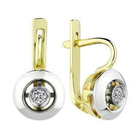 Золотые cерьги классические с бриллиантом