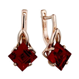 Золотые cерьги с гранатом