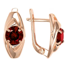 Золотые cерьги с гранатом