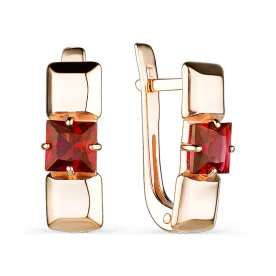 Золотые cерьги с гранатом