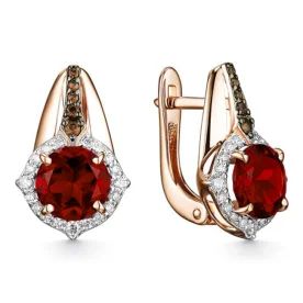 Золотые cерьги с гранатом