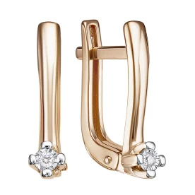 Золотые cерьги с бриллиантом