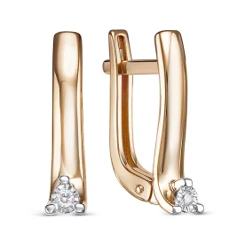 Золотые cерьги с бриллиантом