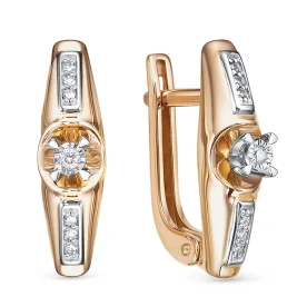 Золотые cерьги с бриллиантом