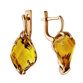Золотые cерьги с цитрином