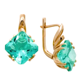 Золотые cерьги с аквамарином
