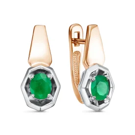 Золотые cерьги с изумрудом