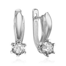 Серьги из белого золота с бриллиантом