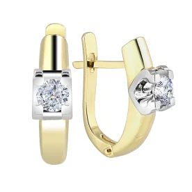 Серьги из желтого золота с бриллиантом