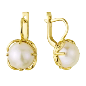Серьги из желтого золота с жемчугом