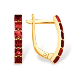 Золотые cерьги с гранатом