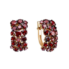Золотые cерьги с гранатом
