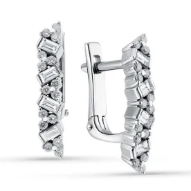 Серьги из белого золота с бриллиантом