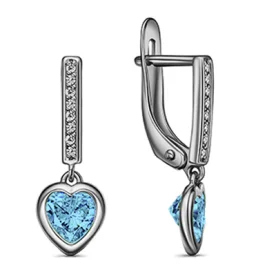 Серебряные cерьги висячие с фианитом