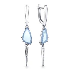 Серебряные cерьги висячие с топазом