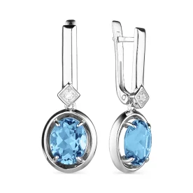 Серебряные cерьги висячие с топазом