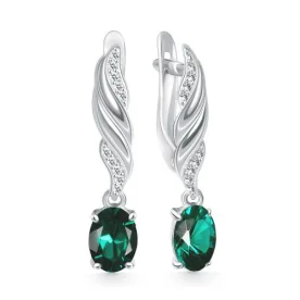 Серебряные cерьги висячие с празиолитом