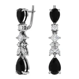 Серебряные cерьги висячие с кварцем