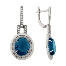 Серебряные cерьги висячие с кварцем