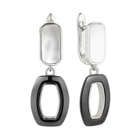 Серебряные cерьги висячие с керамикой