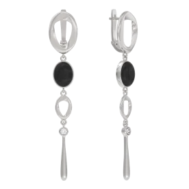 Серебряные cерьги висячие с агатом