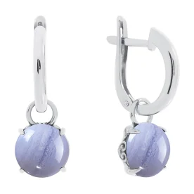 Серебряные cерьги висячие с агатом