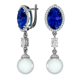 Серебряные cерьги висячие с жемчугом