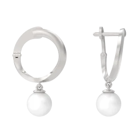 Серебряные cерьги висячие с жемчугом