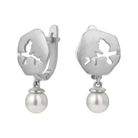 Серебряные cерьги висячие с жемчугом