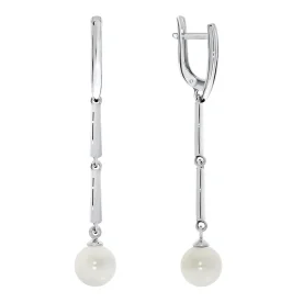 Серебряные cерьги висячие с жемчугом