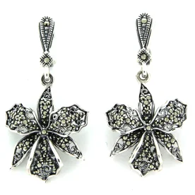 Серебряные cерьги висячие с марказитом