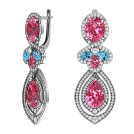 Серебряные cерьги висячие с кварцем