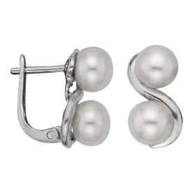 Серебряные cерьги классические с жемчугом
