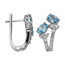 Серебряные cерьги классические с топазом