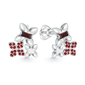 Серебряные cерьги классические с гранатом